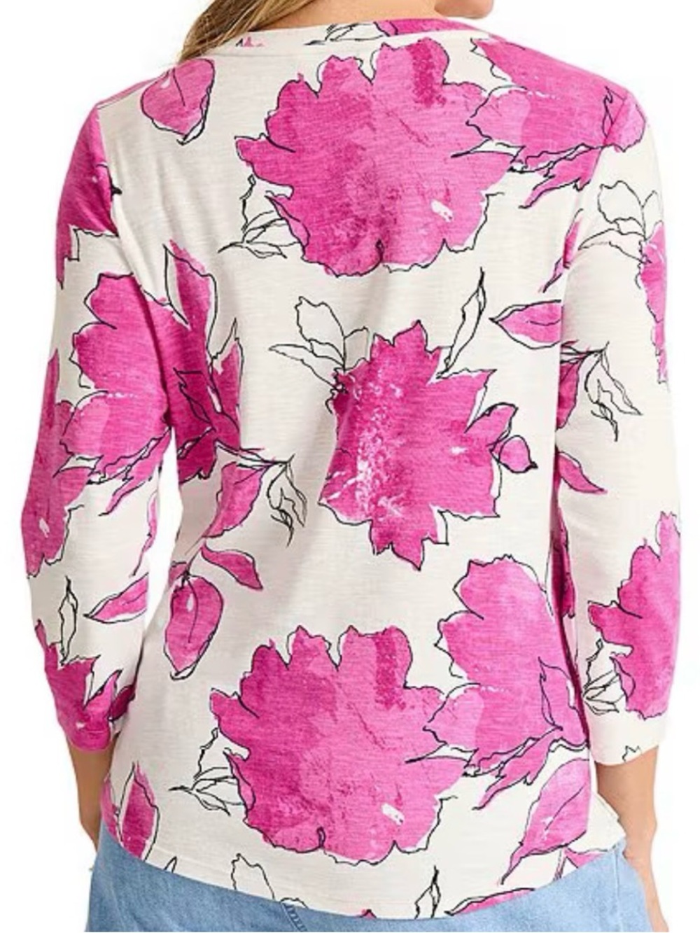 Tommy Bahama Ashby Isles Gilded Petals Scoop Neck 3/4 Sleeve Tee - Picture 2 of 4